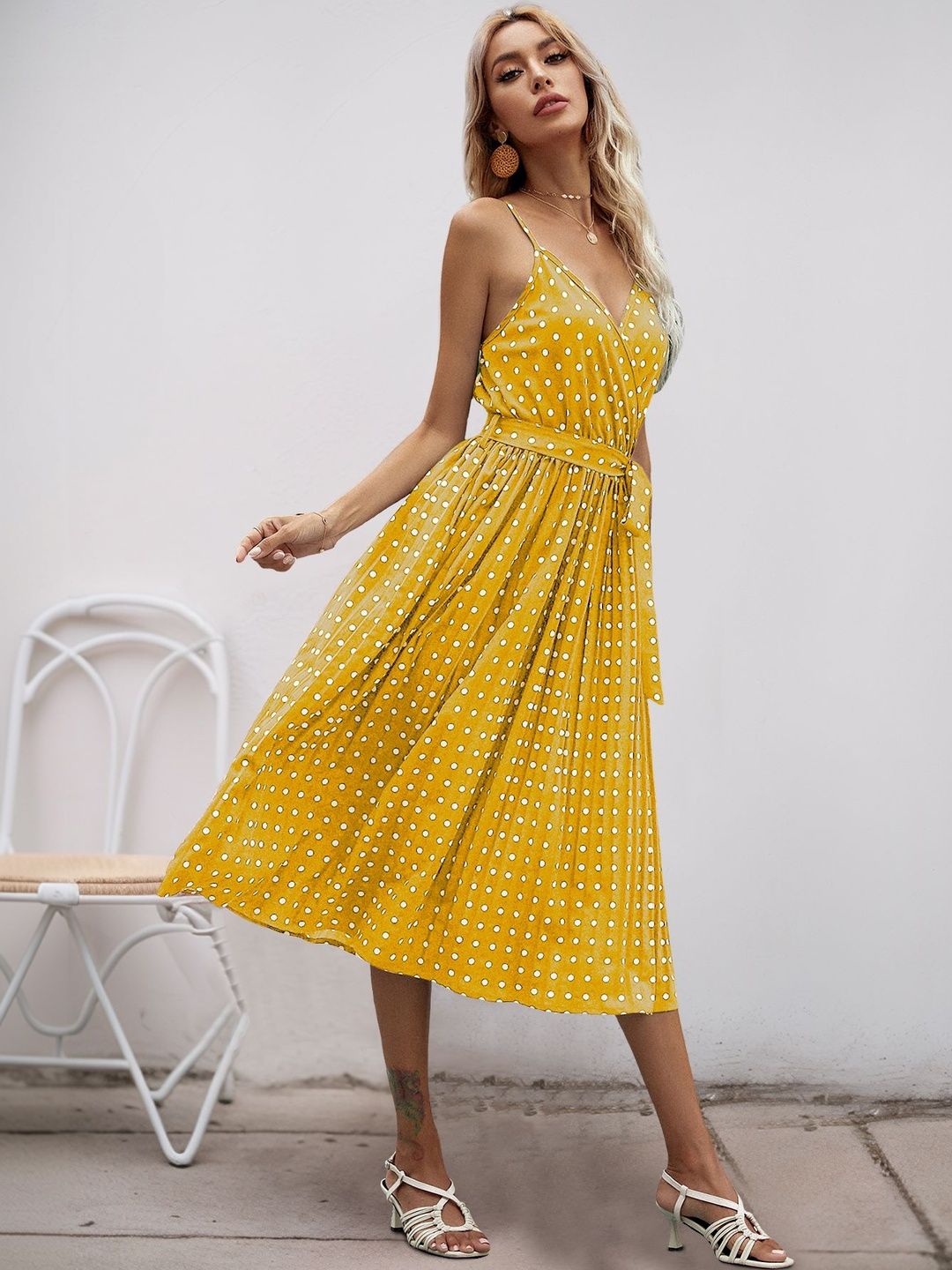 Polka Dot Print Midi Dress