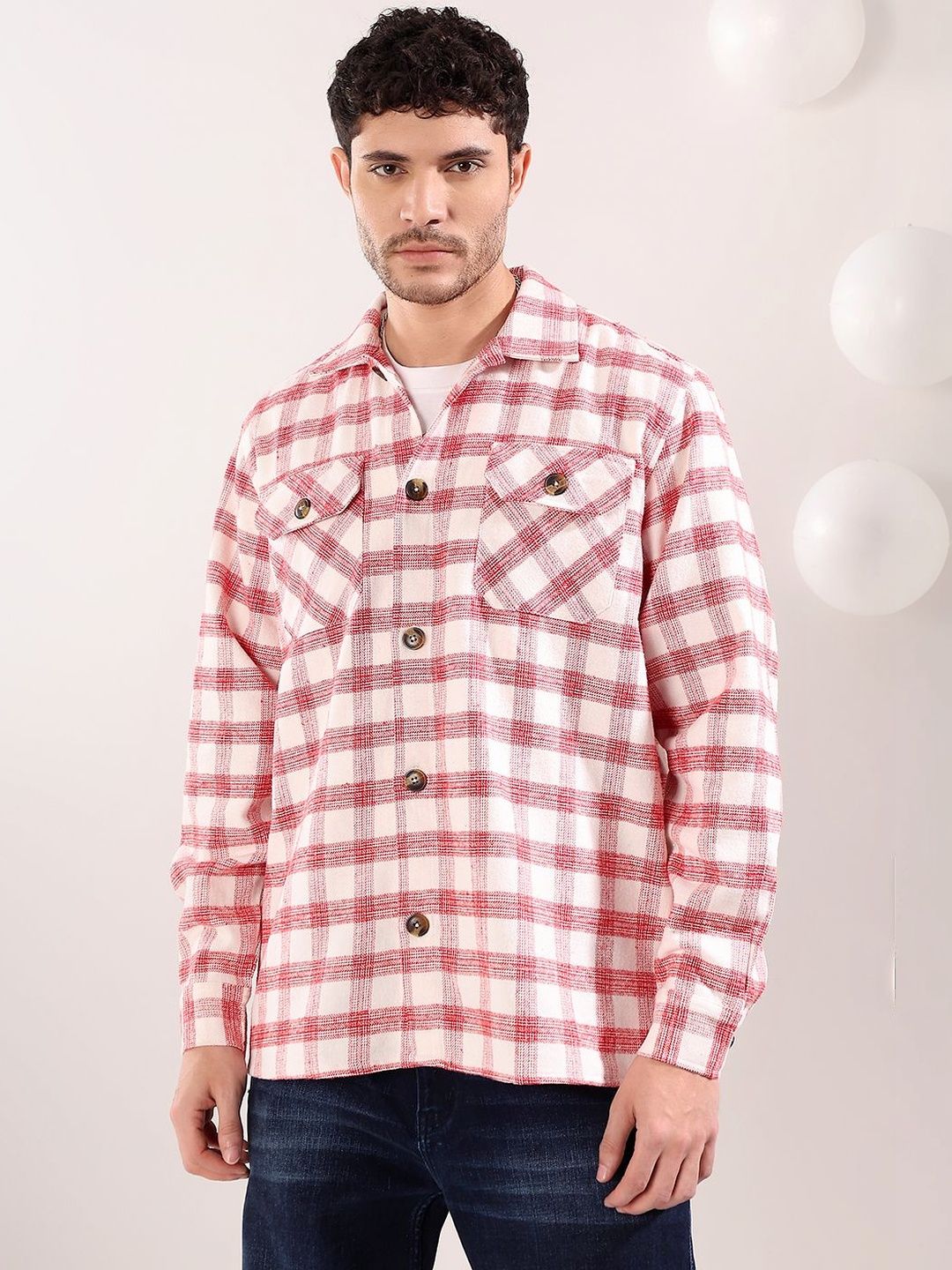 Checked Spread Collar Shackets