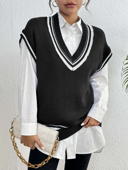Women Striped Sweater Vest