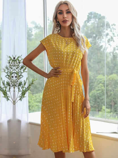 Polka Dot Print Fit & Flare Midi Dress