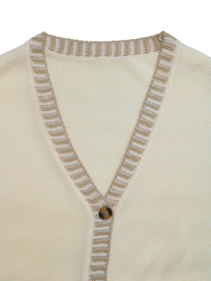 Women's Beige Nowi Women Ribbed Sweater Vest Blend Printed