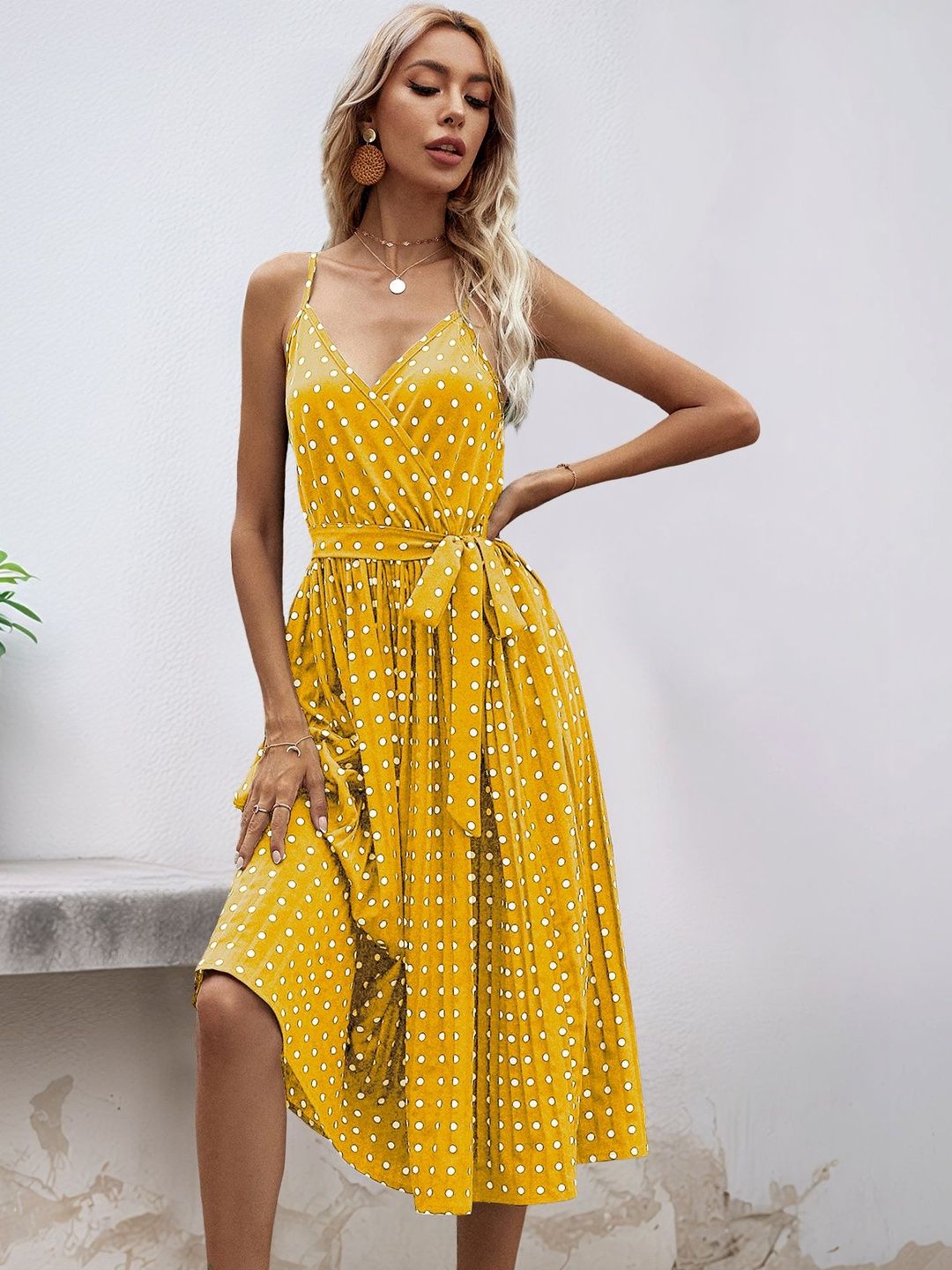 Polka Dot Print Midi Dress