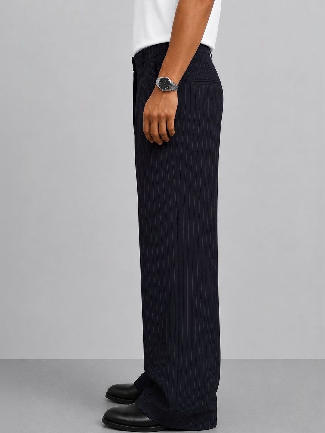 Men Striped Relaxed Easy Wash Trousers