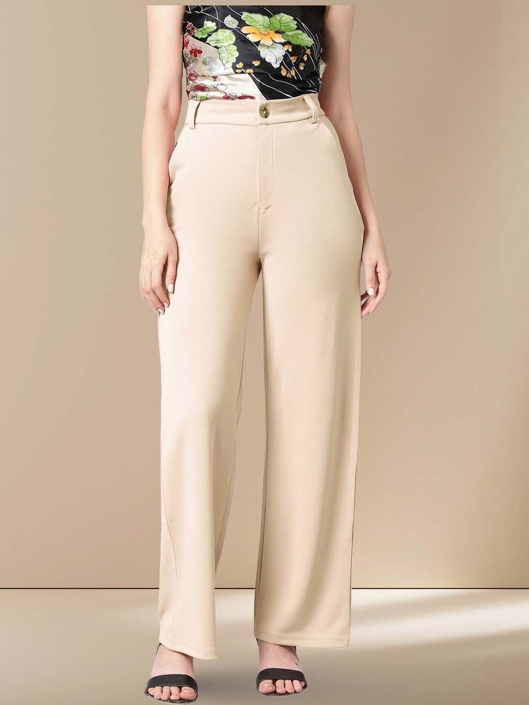Women Straight Fit High-Rise Trousers