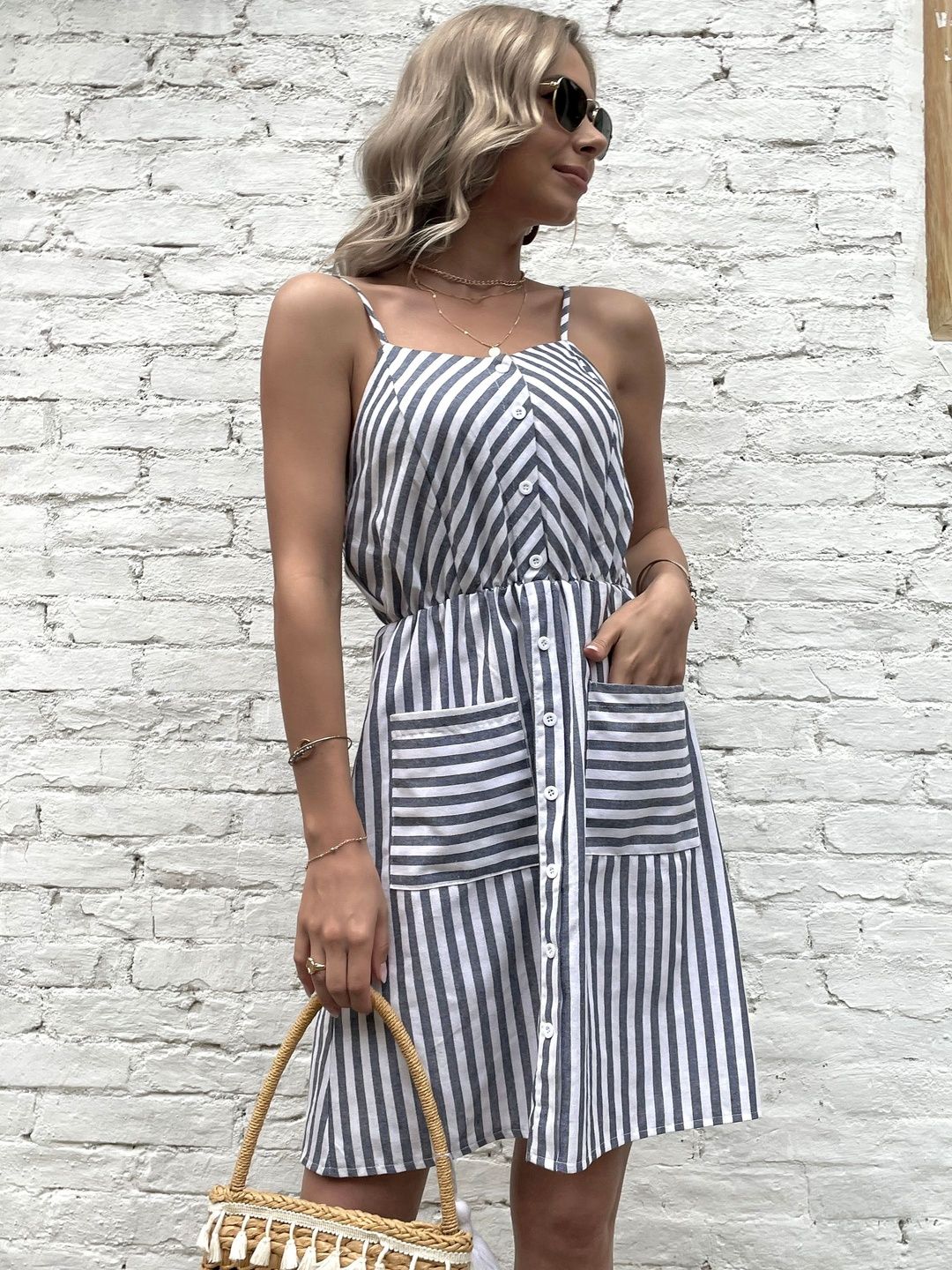 Striped Fit & Flare Dress
