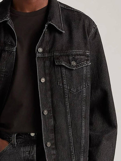 Men Regular Fit Solid Denim Jacket