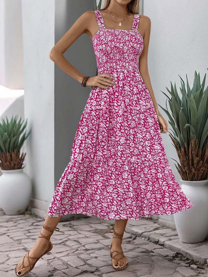 Floral Print A-Line Midi Dress