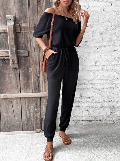 Off-Shoulder Basic Jumpsuit