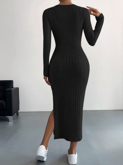 Women's Black Bodycon Midi Dress Blend Printed