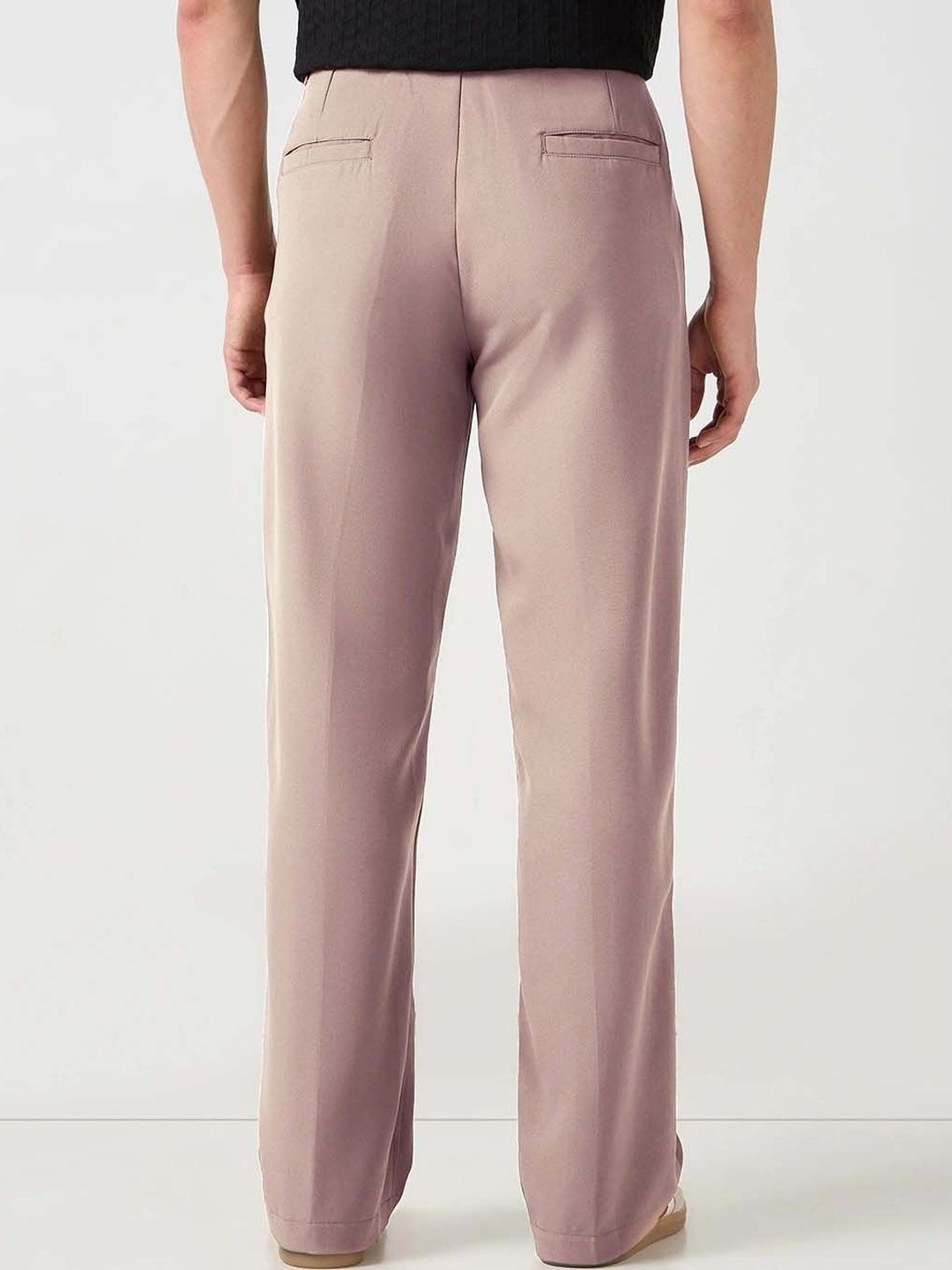 Men Straight Fit Pleated Trousers