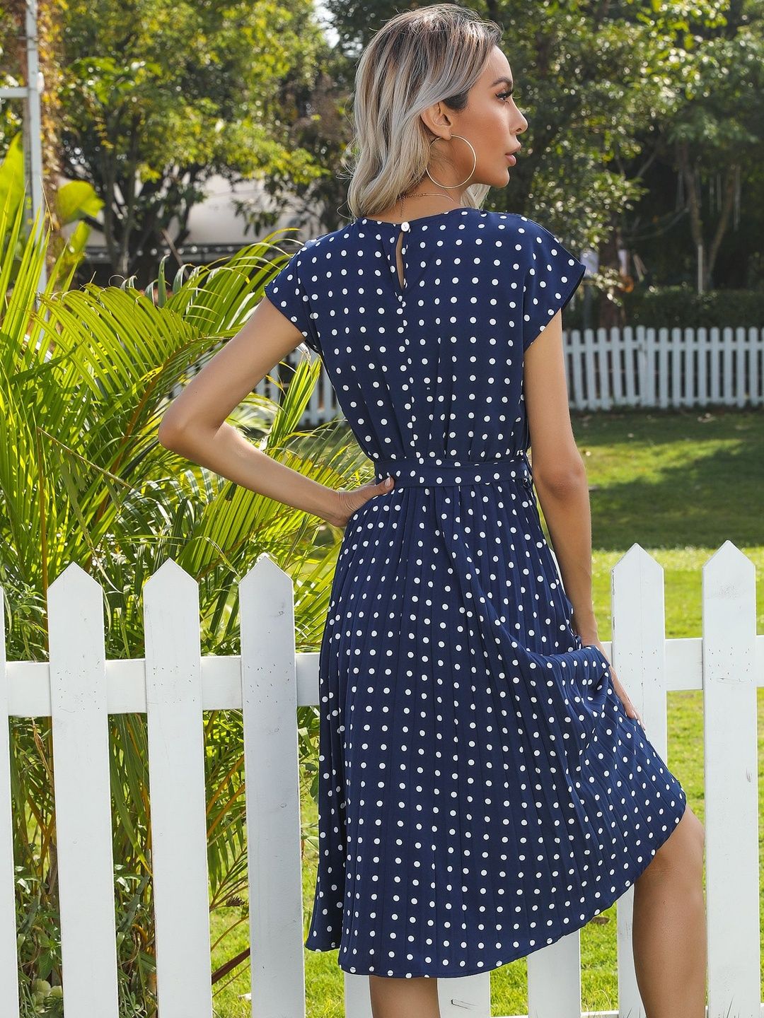 Polka Dot Print Fit & Flare Midi Dress