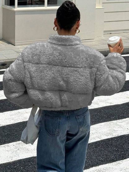 NOWI Women Woollen Lightweight Crop Puffer Jacket