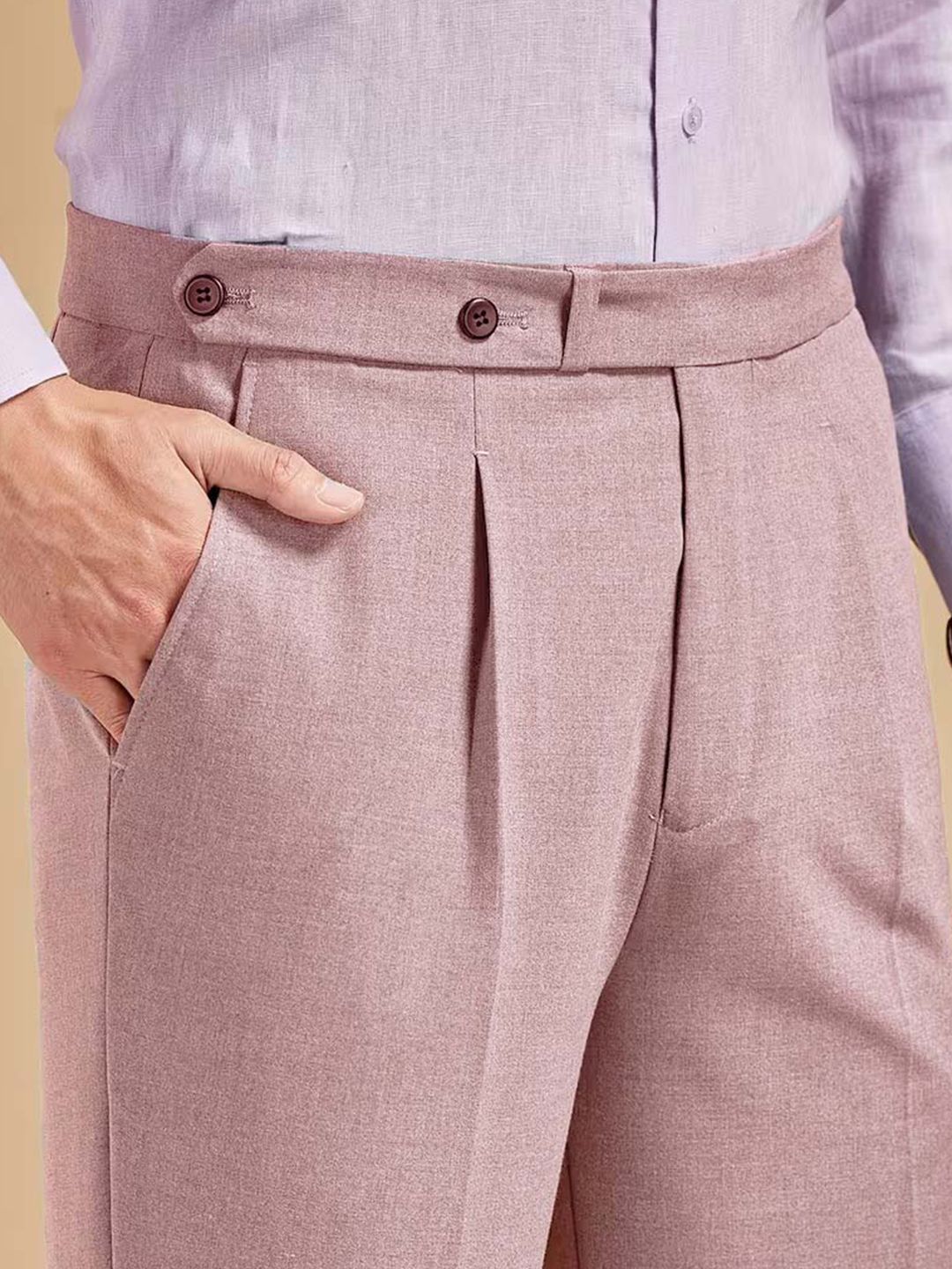 Men Straight Fit Wrinkle Free Pleated Trousers