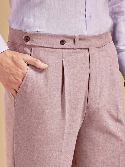 Men Straight Fit Wrinkle Free Pleated Trousers