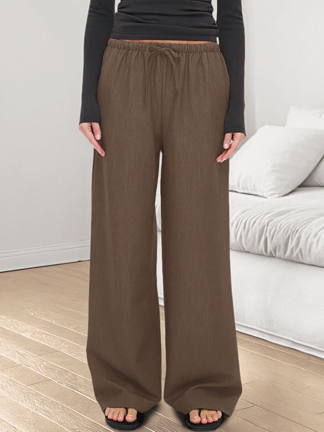 Women Loose Fit High-Rise Trousers