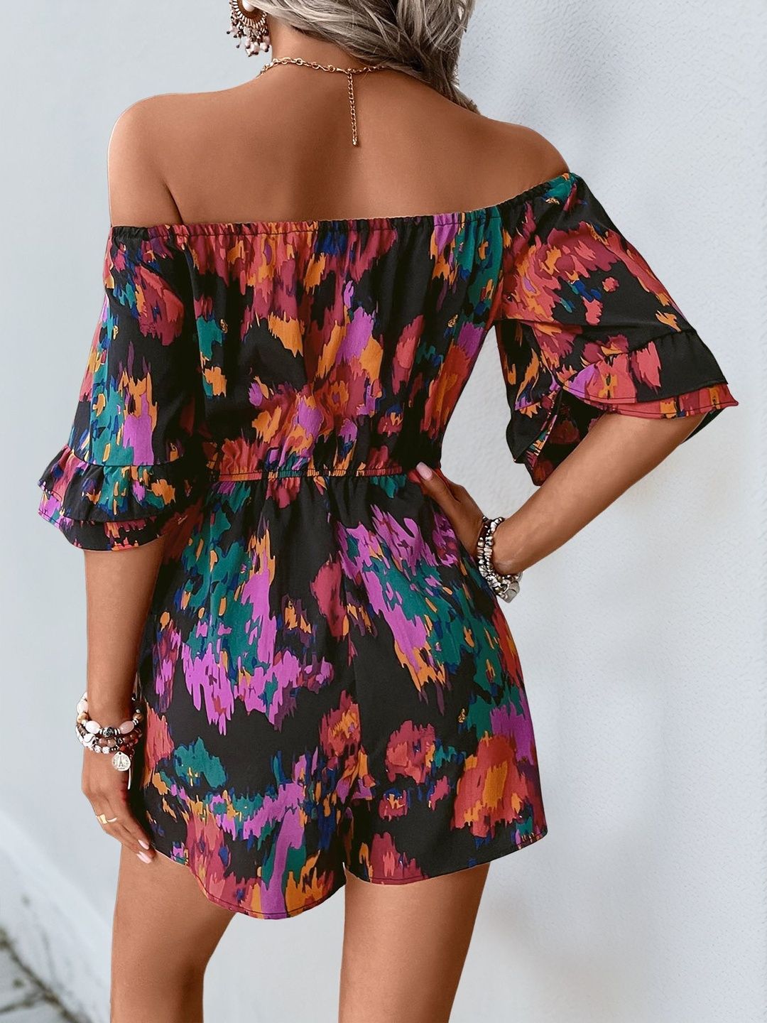 Off-Shoulder Printed Jumpsuit