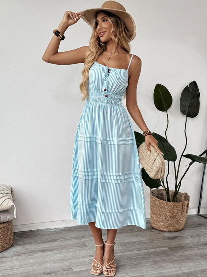 Striped Fit & Flare Midi Dress