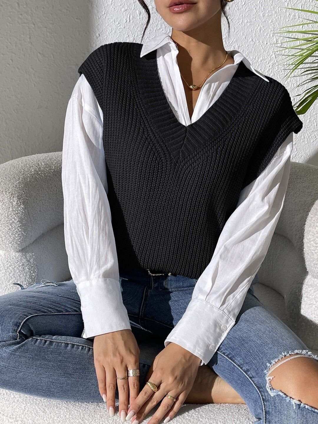 Women Ribbed Sweater Vest