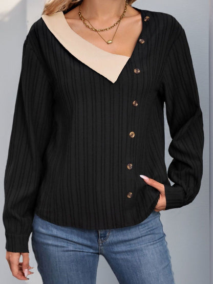 Women's Black Cotton Top Printed Regular Fit