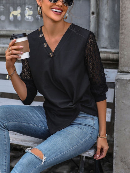 Women's Black Embellished Cotton Top