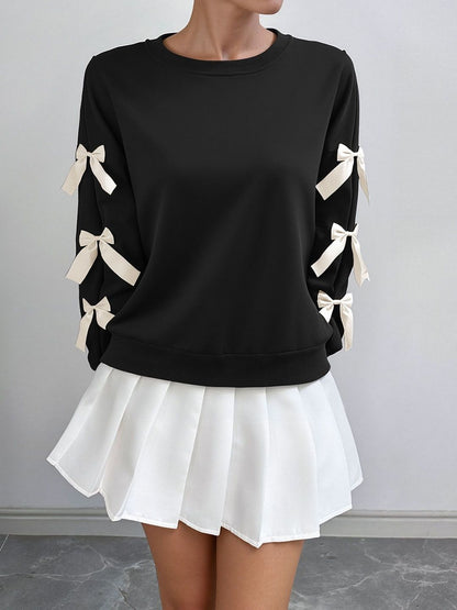 Embellished Sweatshirt in Black cotton - Nowi Korean Fashion