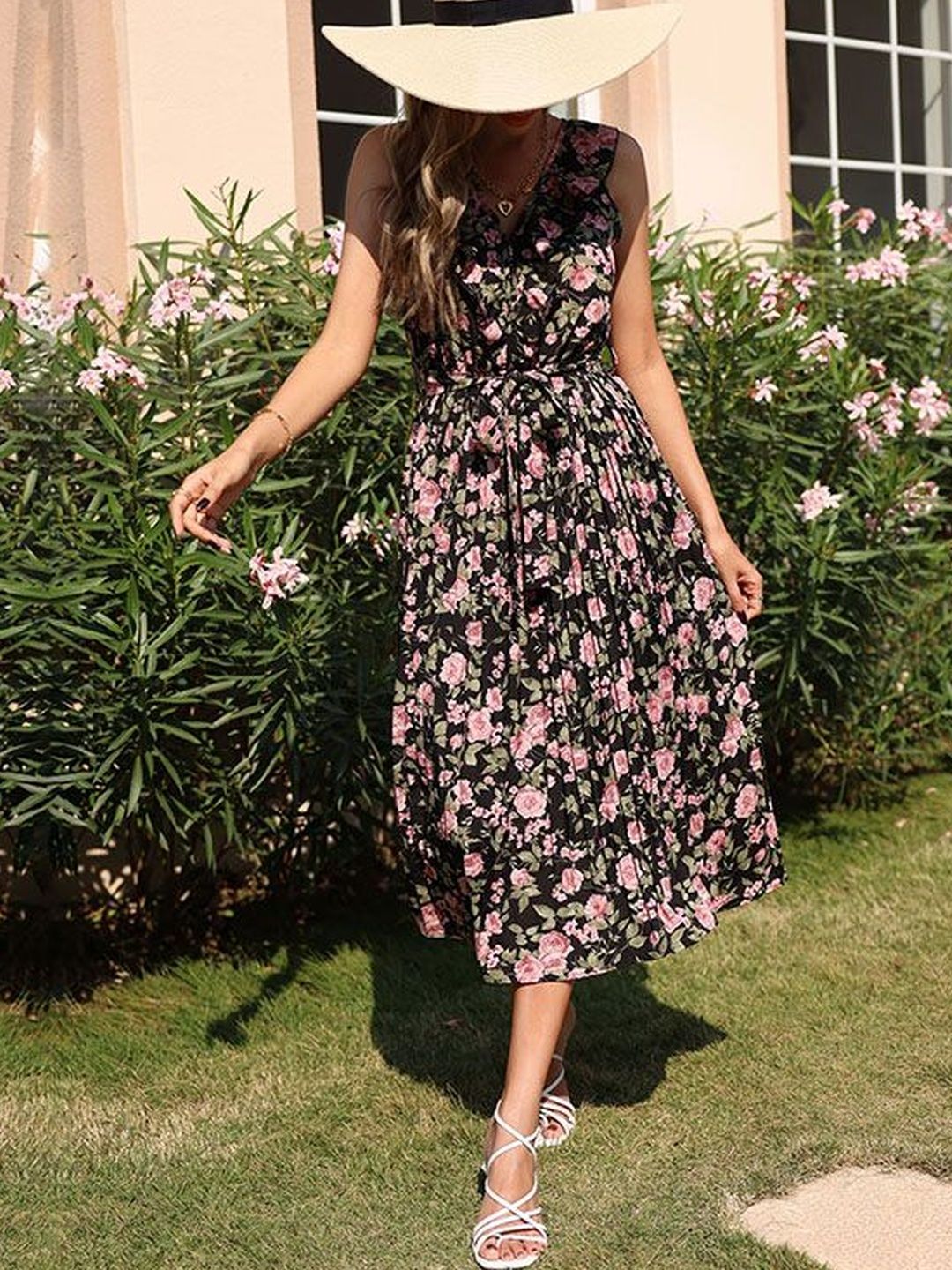 Floral Print Fit & Flare Midi Dress