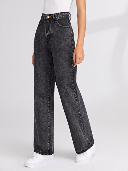 Women Straight Fit High-Rise Heavy Fade Stretchable Jeans