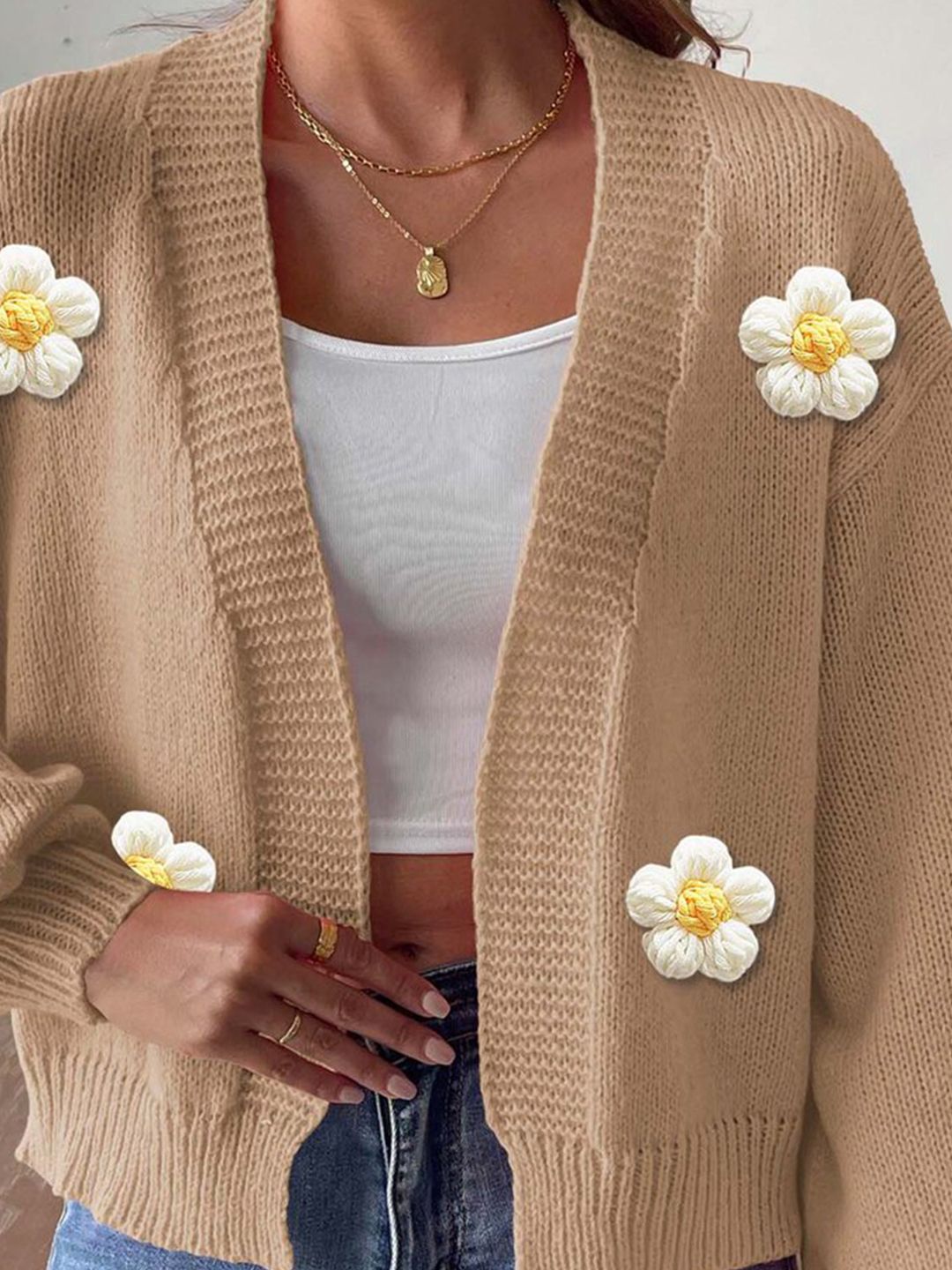 Women Cardigan with Applique Detail