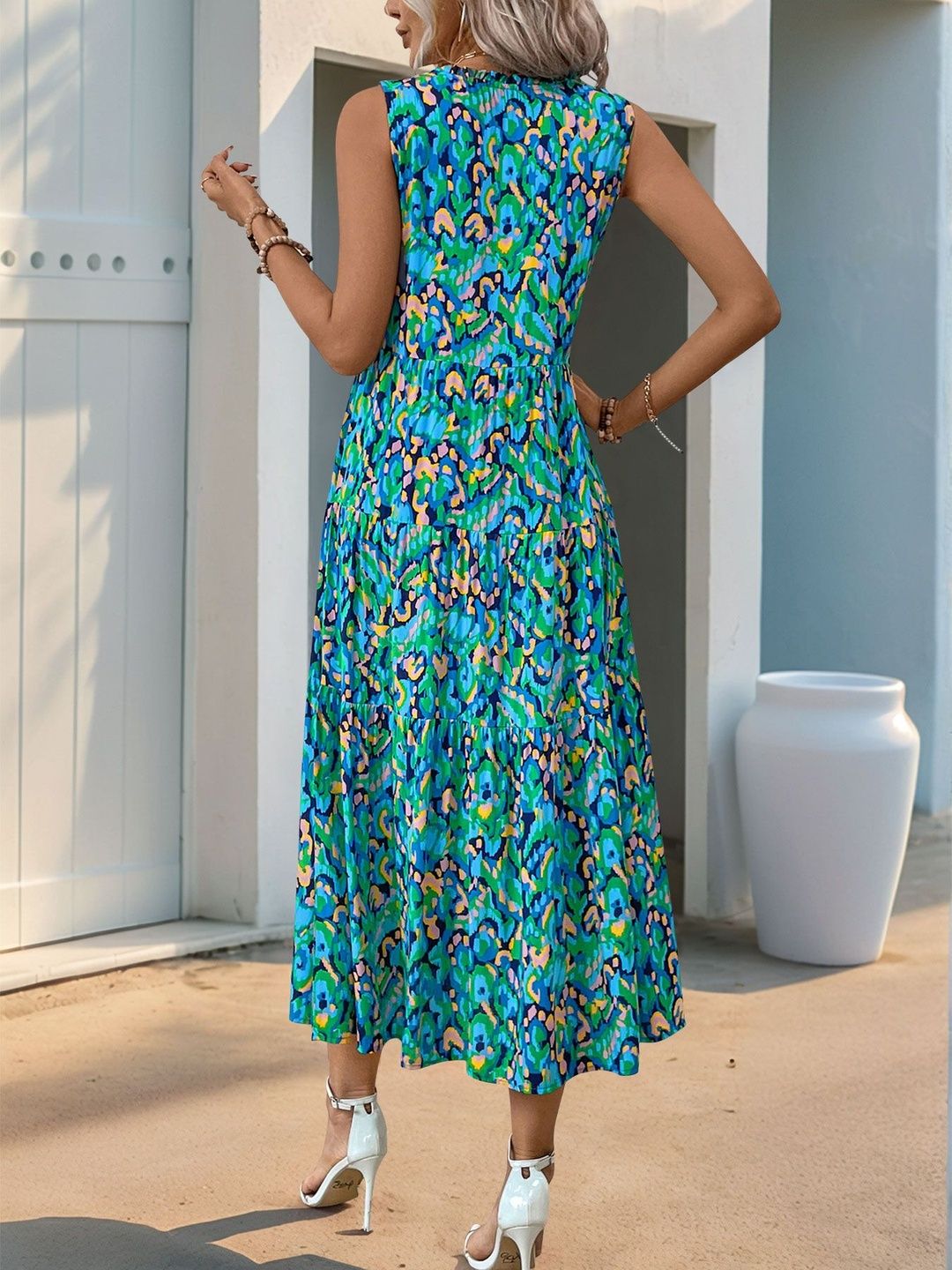 Print A-Line Midi Dress