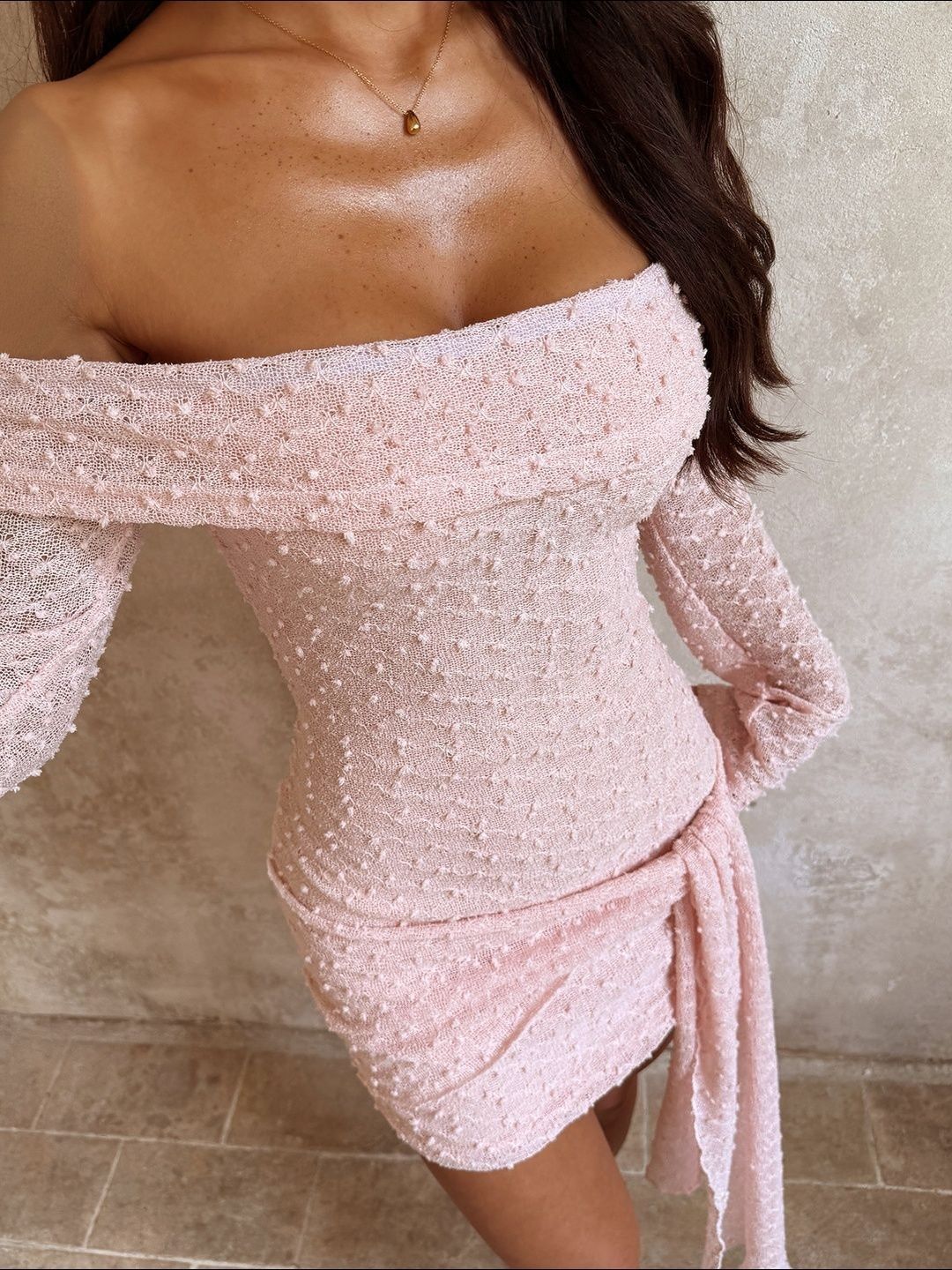 NOWI Off-Shoulder Bodycon Mini Dress