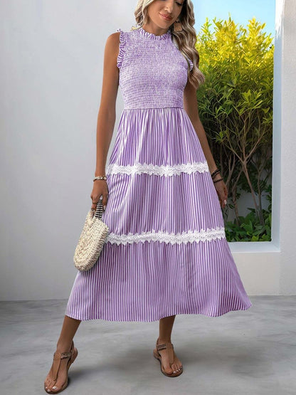 Striped A-Line Midi Dress