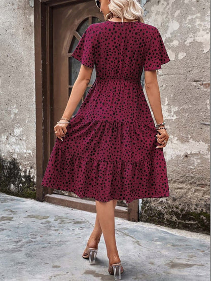 NOWI Animal Printed Fit & Flare Midi Dress
