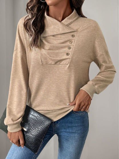 Sweatshirt in Brown Cotton Style 249 - Nowi Korean Fashion