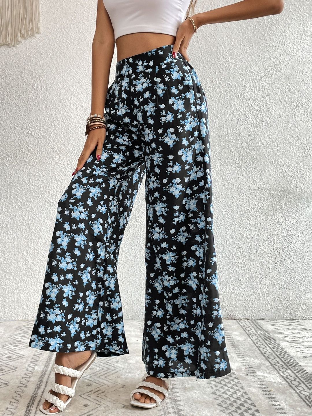 Women Floral Printed Non Iron Trousers