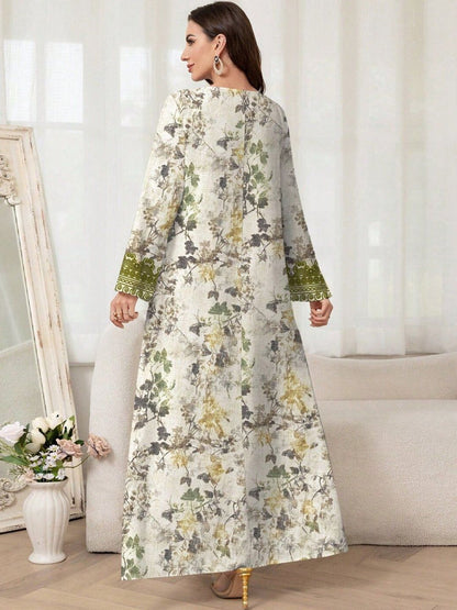 Floral Print Kaftan Maxi Dress
