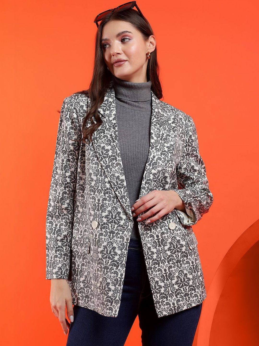 Pinted Shawl Collar Double-Breasted Blazers