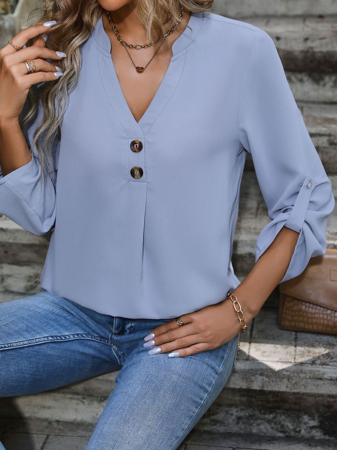 Roll-Up Sleeves Top