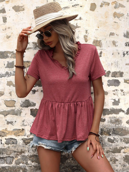 Ruffles Cotton Peplum Top