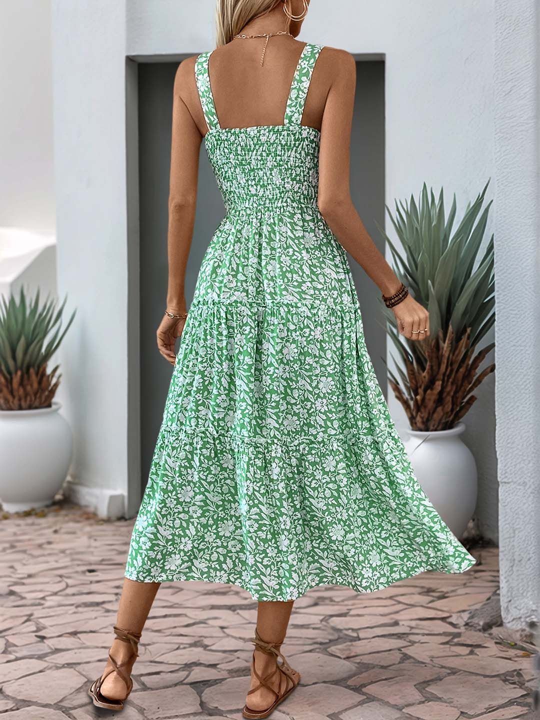 Floral Print A-Line Midi Dress