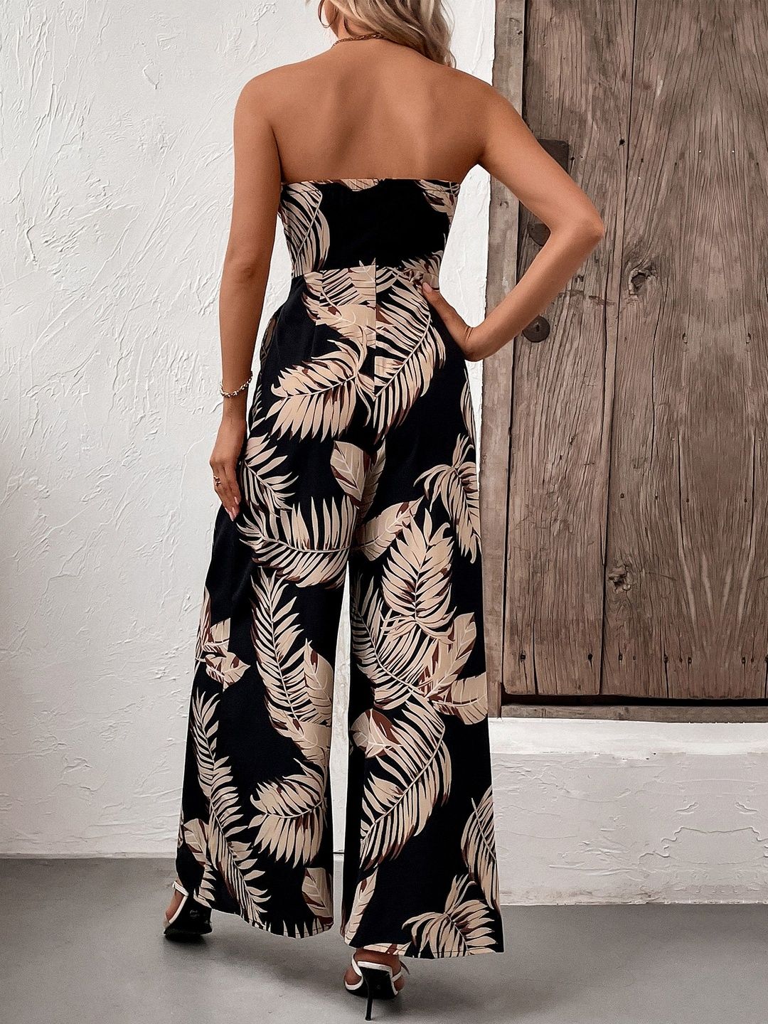 Strapless Printed Culotte Jumpsuit
