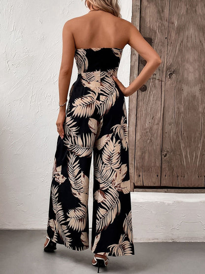 Strapless Printed Culotte Jumpsuit
