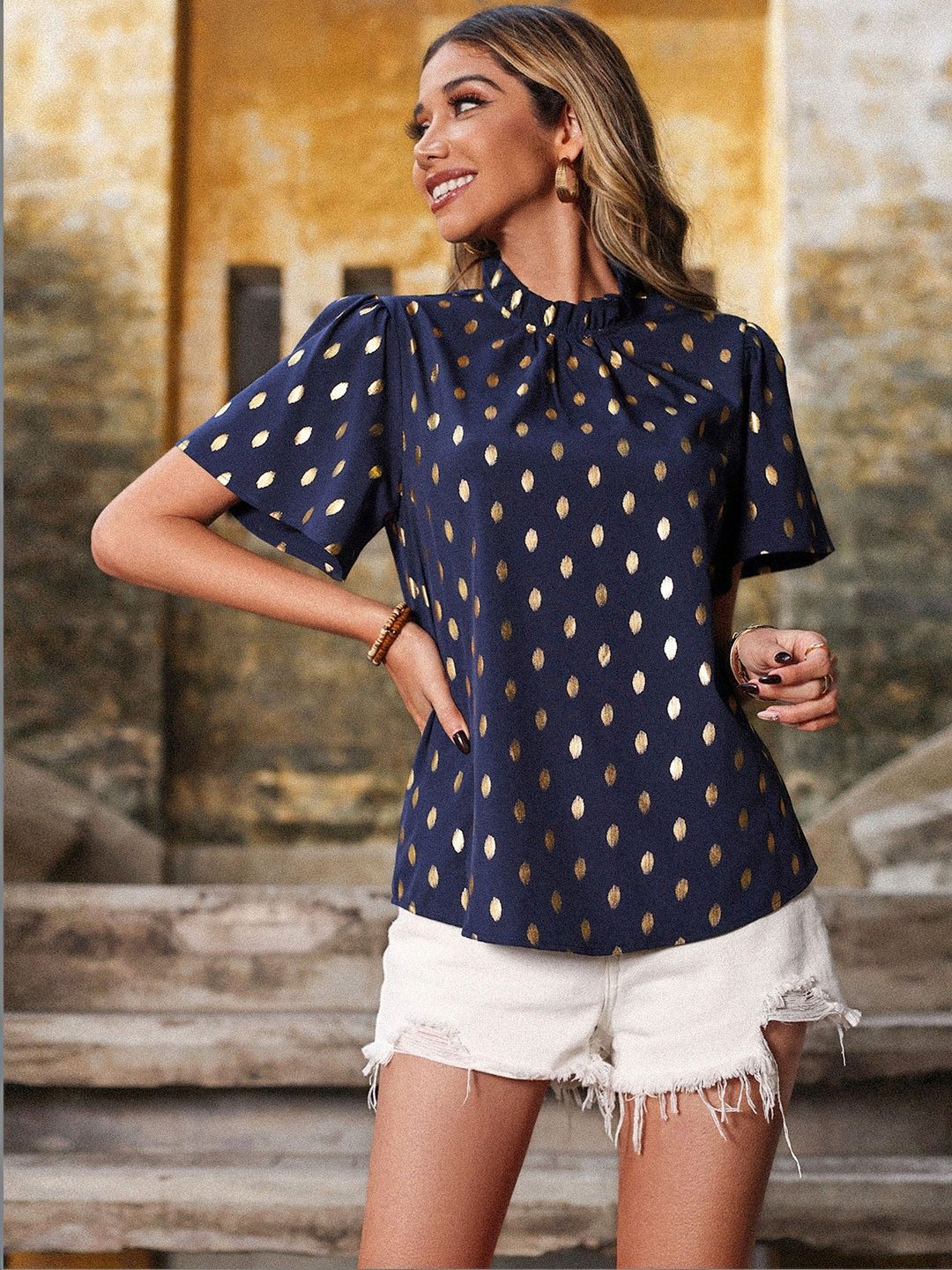 Geometric Print Cotton Top