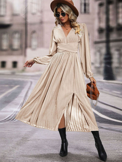 Women's Beige A-Line Midi Dress Blend Printed