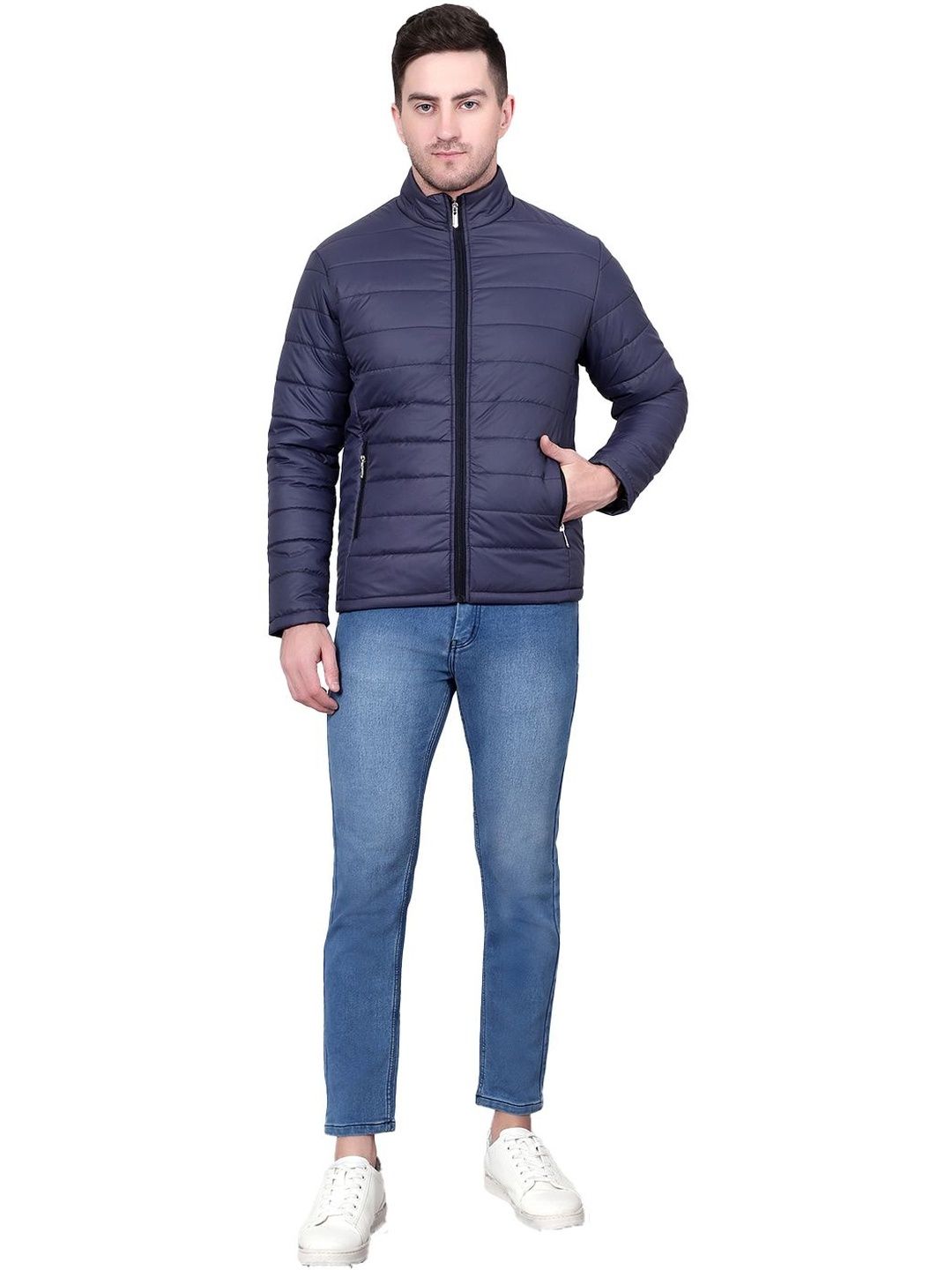 Stand Collar Lightweight Puffer Jacket - Nowi Korean Fashion