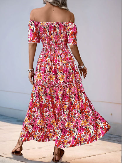 Floral Print Off-Shoulder Maxi Midi Dress