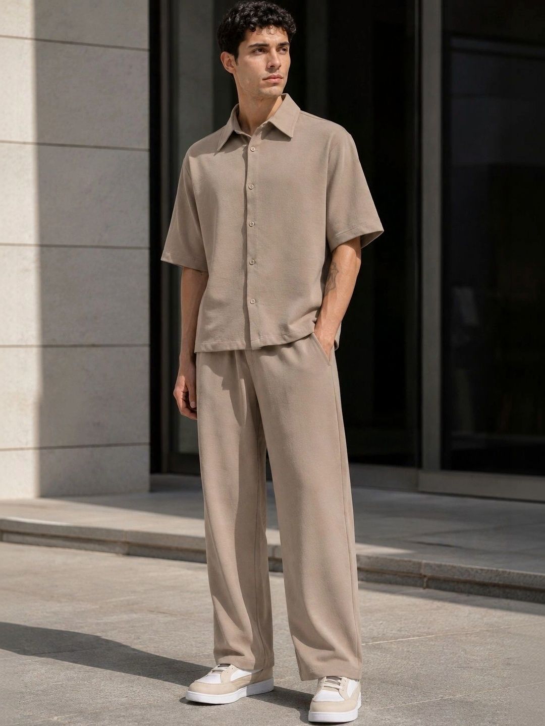 Solid Shirt with Trousers