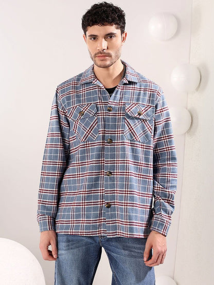 Checked Spread Collar Shackets