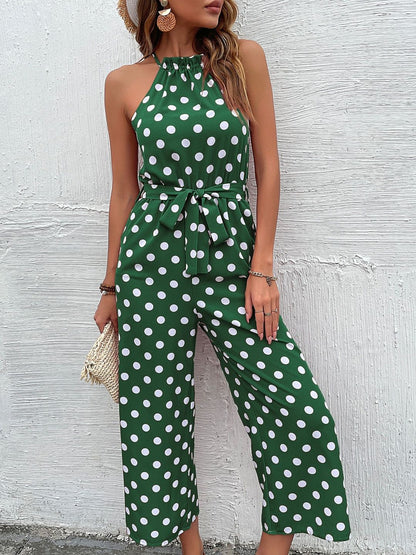 Halter Neck Printed Basic Jumpsuit