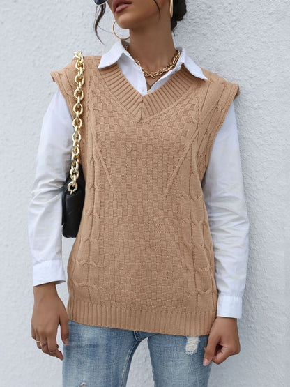 Women's Orange Nowi Women Cable Knit Sweater Vest