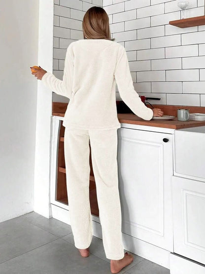 Round Neck Long Sleeves Night Suit